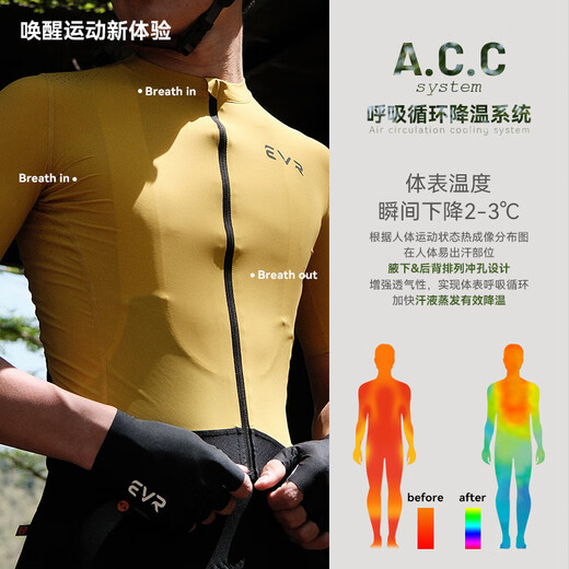 EVR cycling jersey men's Carvico fabric moisture-wicking, quick-drying, sun protection, long sleeves - black XL