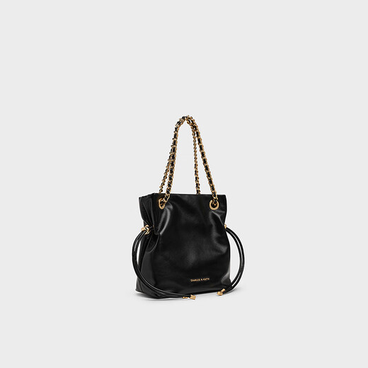 CHARLES/KEITH25 autumn new product soft drawstring simple chain lucky bag bag hand tote bag women's bag CK2-80151536 Black S