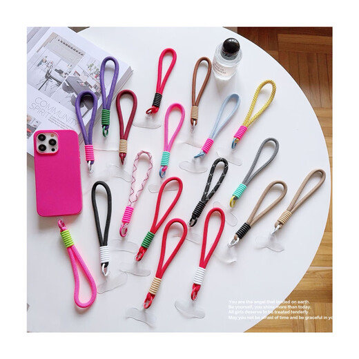 
Short wrist rope anti-lost artifact new model hand-in-hand anti-hanging chain mobile phone pendant lanyard short wristband clip anti-fall keychain kettle short rope short mobile phone lanyard [Khaki one]