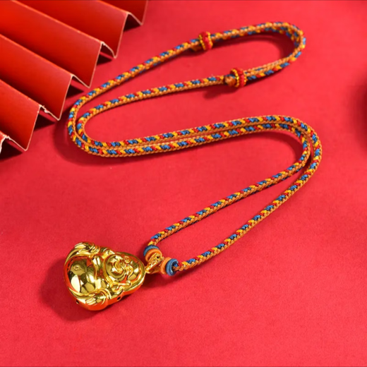 Li Biaozu Big Belly Maitreya Buddha Pendant Women's New Small Golden Buddha Pure Gold Pendant Gold Necklace for Girlfriend 999 Buddha Pendant Gold Contains About 0.9g