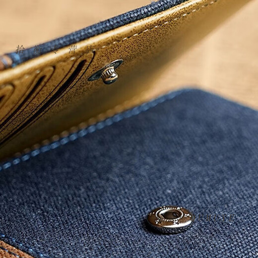 Qumu Ye Creative Balance ist nicht genügend Gänsejugend der dreifache Brieftasche integriert mit Studenten, Männern und Frauen, die kurze Multi-Karten-Brieftasche nicht genug blau falten [Brieftaschenkartenbeutel integriert]