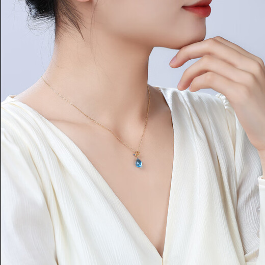 CAOX Jewelry Gel Topaz Water Drop Pendant Women's 18k Gold Pendant Neck Jewelry Colorful Accessories Gift Water Drop Topaz Pendant/18k Gold 6-7mm