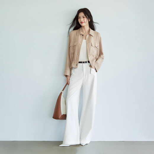 Eifli (Eifini) Eifli Wuli Imitation Textur weiche hautfreundliche Kurzjacke 2025 SOMMER SOMMER VERKAUFTE STYLE VERSATILE PREIZER JACKE Hellbraune Vorverkauf [12. Juli] veröffentlicht M 100-115jin [Jin gleich 0,5 kg]