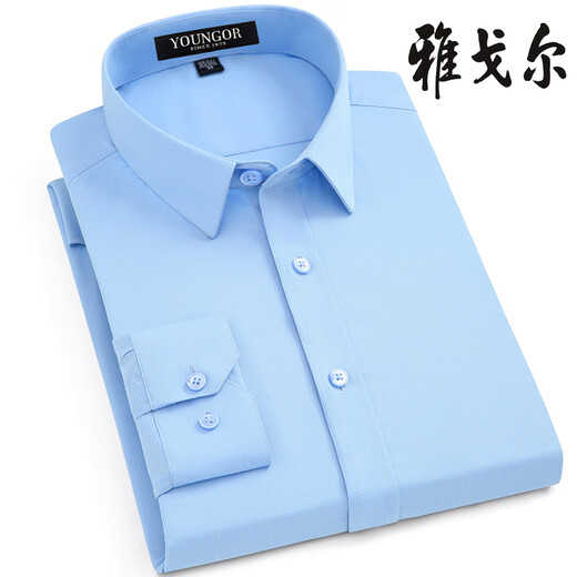 Yager Flaggschiff offizielles Geschäft Summer Dünnes langärmeliges Hemd Herren Pure Cotton Anti-Falten-Streifen-Zoll-Kleidung mittleren Alters im mittleren Alter und lässige DP#6630 S 165/84A Größe 38 Höhe 160-16