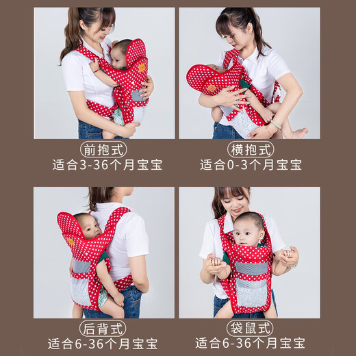 婴知乐宝宝背带婴儿外出简易前后两用多功能新生小孩儿横前抱式背 深蓝波点*布款