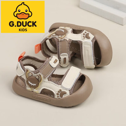 G.DUCKKIDS小黄鸭女宝宝夏季新款防滑学步6-18个月软底沙滩鞋男童婴幼儿凉鞋 黑色6622卡通凉鞋 10.5 内长13.0cm16码