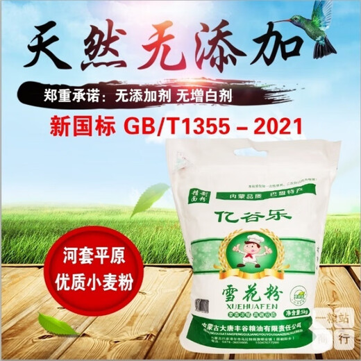 Yigule New National Standard 1355-2021 Flour 10Jin [Jin equals 0.5 kg] Inner Mongolia specialty, no additives, snow pollen dumplings, new National Standard 1355-2021 Snow Pollen 20Jin [Jin equals 0.5 kg]