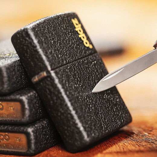 ZIPPO EDGE2025年新款打火机芝宝防风煤油火机黑裂漆236男士生日个性定制礼 单机经典标志TC9901LQ