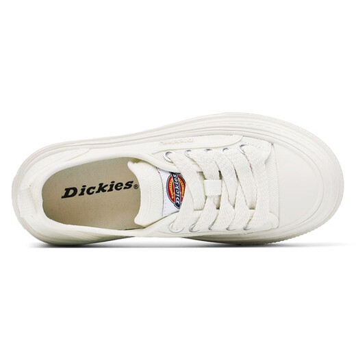 Dickies Britisch bequem und vielseitig dicke Sohle-Kee-resistente Hochhausschuhe Casual White Schuhe Trend Low Top Canvas Schuhe Frauen Beige 35
