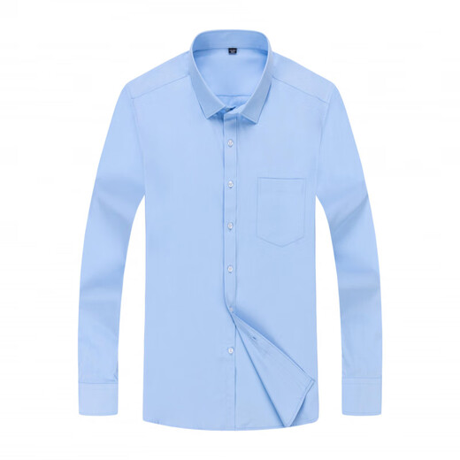 Yager flagship official store long-sleeved shirt for men's spring and autumn cotton non-scalding and anti-wrinkle business formal wear striped plaid professional shirt 6636 [Blue triangle] 38 Weight 115-120Jin [Jin equals 0.5 kg]