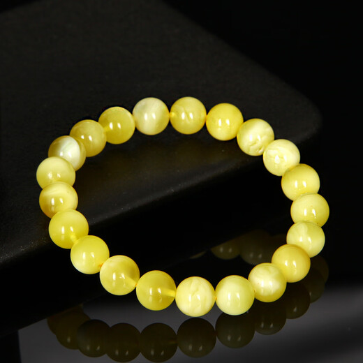 Jiale Beeswax Bracelet Women's White Flower Gold Honey Bracelet Round Bead Single Circle Jewelry Accessories Natural Unoptimized Amber Jewelry