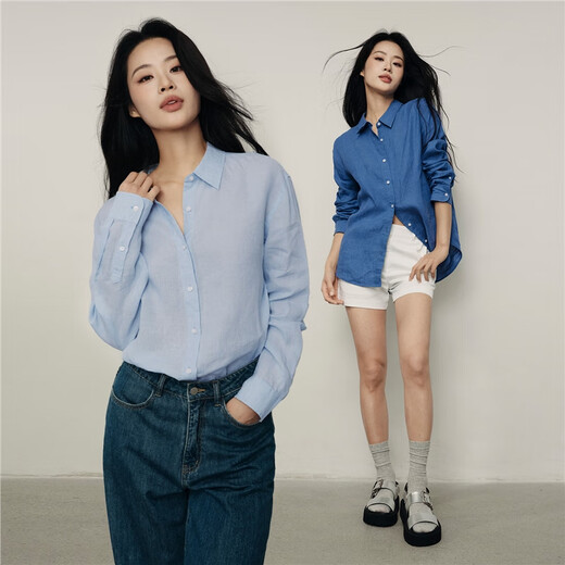 Giordano [та же модель для корейской знаменитости] Интеллектуальная литературная рубашка с длинным рукавом для женщин 05345497