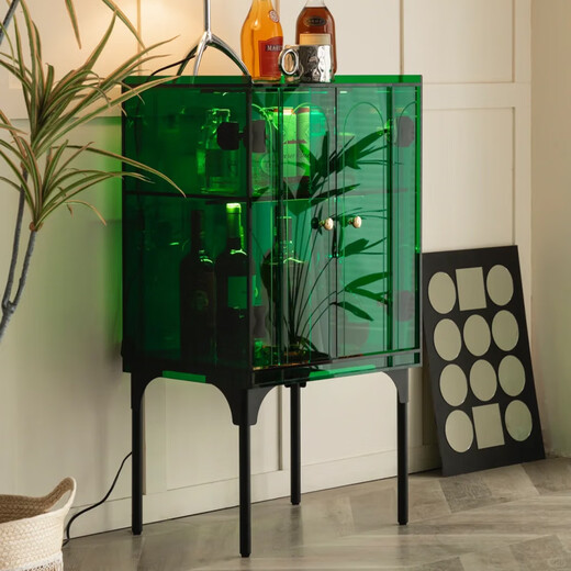 Gray square storage cabinet side cabinet He Sui's same style Acrylic storage cabinet wine cabinet multi-functional storage cabinet living room home side cabinet - sapphire green 500*380*930 He Sui's same style