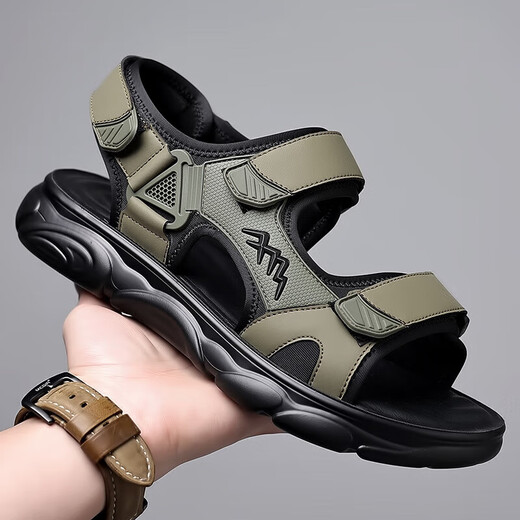 
Platini brand thick-soled sandals for men 2025 summer new fashion sports and casual beach shoes for men, non-slip sandals HHS9230 black 41 standard leather shoes size