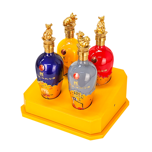 Wuliang Luzhou Wuliangye General Factory Zodiac Commemorative Liquor Luzhou-flavor Liquor Collection One-year-old New Year's Gift High-end Gift Box 52 Degree 500mL 4 Bottles Gengzi Year of the Rat Zodiac Commemorative Liquor