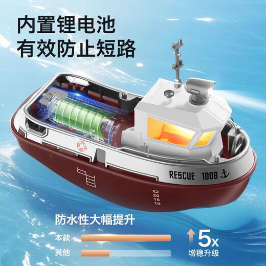 Children RC Mini télécommande de télécommande TUGBOAT Speepboat Boy Charges Water Toy Simulation Roue télécarrière modèle MinI Remote Control Tugboat Double Motor + Light + Configuration standard officielle réglable