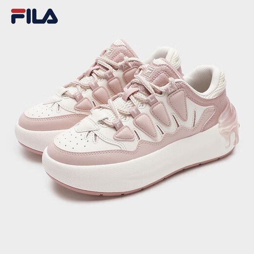 Fila offizielle Frauenschuhe Herbst neue Brettschuhe Radieschen Schuhe dicker Brot Schuhe Freizeitschuhe Sportschuhe Milch weiß/Rauch Rosenpulver-gr 37.5