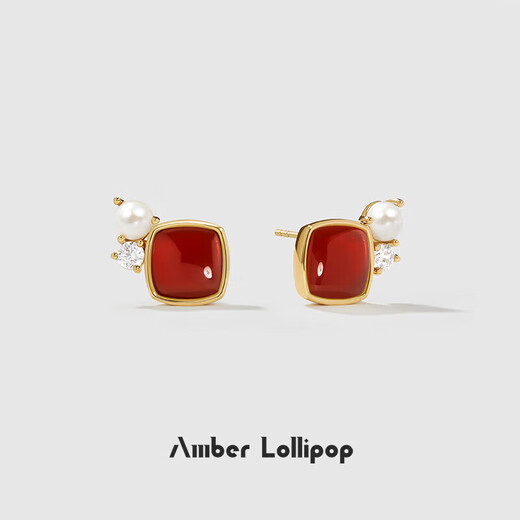 Amber Lollipop jewelry earrings women's earrings light luxury gem red agate earrings anniversary birthday gift for girlfriend and wife