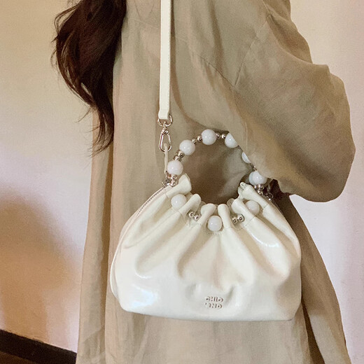 
South-style Chio2nd folded cloud bag women's bag summer new Chinese style glazed handbag small shoulder crossbody bag beige white