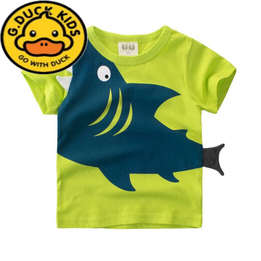 G.duck children's short-sleeved T-shirt pure cotton 2025 summer new boys' wear baby round neck cartoon tops for children and middle-aged children trendy short-sleeved 9740 car aqua blue 110