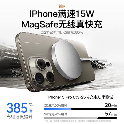 威顿【官版正品丨国家3C认证】苹果无线充电器快充MagSafe磁吸Qi适用iPhone16/15/14/13/12/11桌面底座 MagSafe｜PD20W快充插头+PD接口快充线 支持苹果全系丨快充