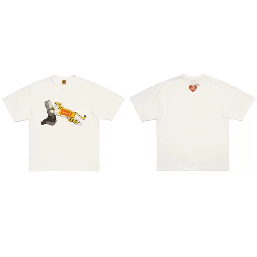 Lee Kids Japanische amerikanische trendige Marke Human Dragon Jahr Limited Kurzärmer Männer Paar Sommer Cartoon Tier T-Shirt Frauen Top 3882 White S