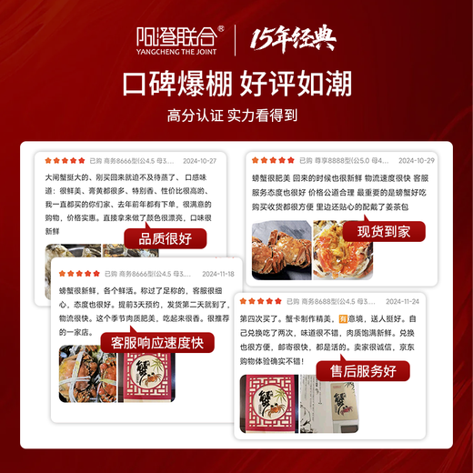 【礼券】阳澄联合大闸蟹礼券螃蟹券蟹卡礼盒礼品卡节日送礼提货券 9855型公6.0两 母5.0两 5对10只