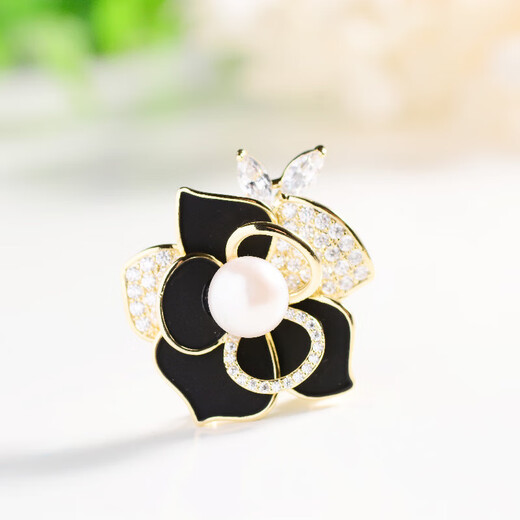 DCOIN camellia brooch women's high-end freshwater anti-exposure pin pearl corsage silk scarf buckle for mother's birthday gift camellia brooch gift box white