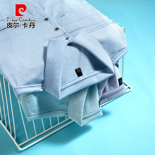 皮尔卡丹（pierre cardin）夏季中老年冰丝上衣短袖t恤男士凉感中年爸爸夏装棉感休闲polo.衫 9853蓝色+9853灰色 均码 48 建议90-115斤
