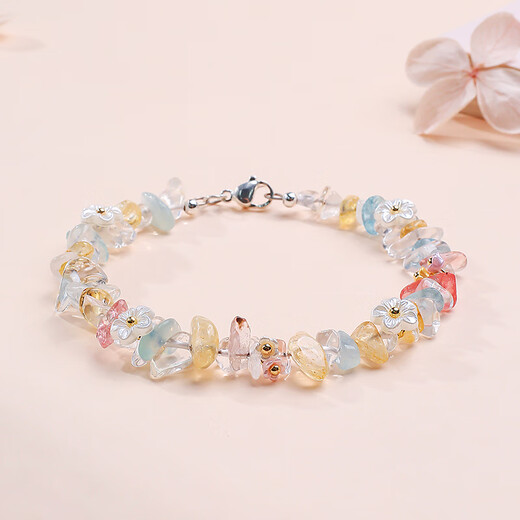 Chenshi Dopamine Colored Crystal Bracelet Gravel Bracelet String Niche Exquisite Women's Bracelet Comes with Certificate