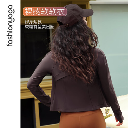 凡圣瑜伽跑步健身服女修身收腰长袖裸感户外休闲运动外套FC12858 月光黑 XL