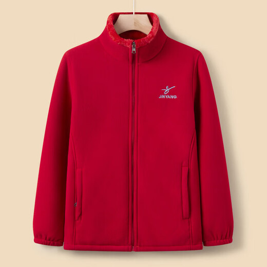 Middle-aged and elderly polar fleece jackets for men and women, fleece thickened sweatshirt jackets, spring and autumn tops, dad and mom cardigans, women's burgundy 5XL