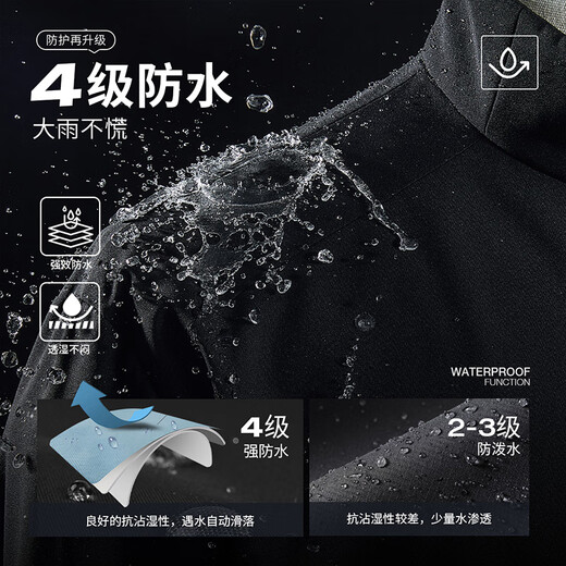 Dances with Wolves Level 4 Waterproof Exquisite Lined Stand Collar Jacket Men's Light Business Commuting Casual Jacket 001 Black L
