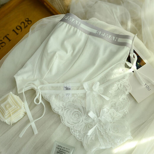 Yalu weißes Paar Unterwäsche markieren ice Seide atmungsaktive Baumwolle hohle Spitze sexy purer Stil ein Mann und eine Frau Briefs 6627 Paar ein Mann und eine Frau Frau m männlich l alle Größe