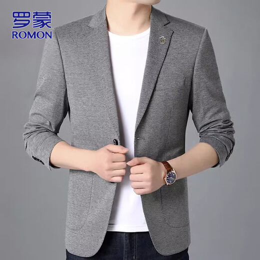 Romon (Romon) Costume Men's Business Slim Jacket Automne Automne Professional Wear Wedding Suit Gray L