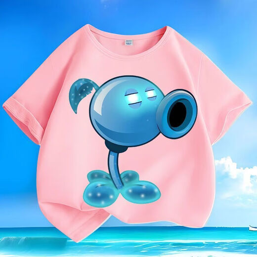 Andere Marken von Pflanzen gegen Zombies Sommer neue pure Baumwollmänner und Frauen kleine, mittlere und Kinder kurzärmelige runde Hals losen lässiges Top T-Sl Grün-KX724 Shooter 130 [Vorgeschlagene Höhe 120-130 cm]