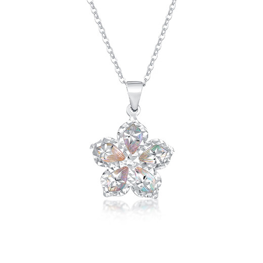 Mengjinyuan Platinum Pendant Colorful Peach Blossom Exploding Car Flower Brushed PT950 Free Birthday Gift for My Girlfriend Weighs About 2.25g