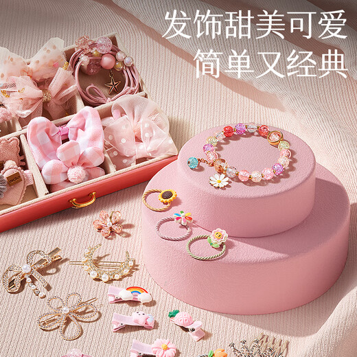 Xinge Toys Kinderschmuck Geschenkbox Mädchen und Kinder Haus Dressing und Anzieh Haarzubehör 65 Stücke Aufbewahrungsbox Set