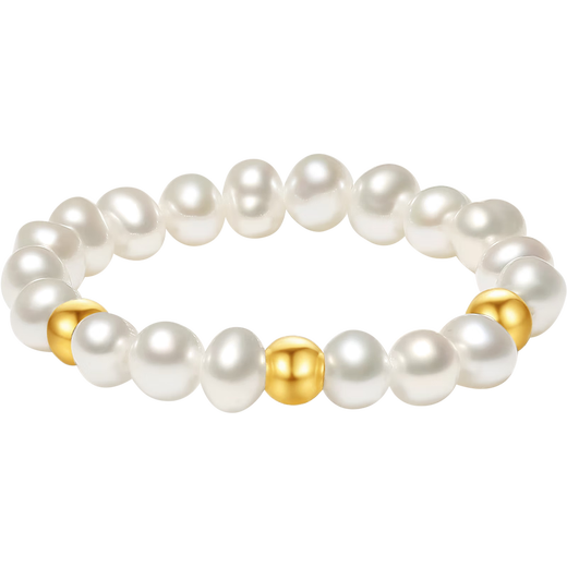 Saturday blessing yellow 18K gold pearl ring for women ins style gold ring single gold bead birthday gift
