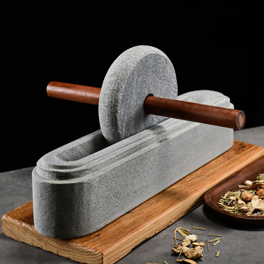 CLCEY custom-made traditional Chinese medicine grinder, medicine grinder, medicine ship, stone medicine twister, groove tool crusher, old-fashioned stone manual grinding, stone roller diameter 70 cm (smooth sailing)
