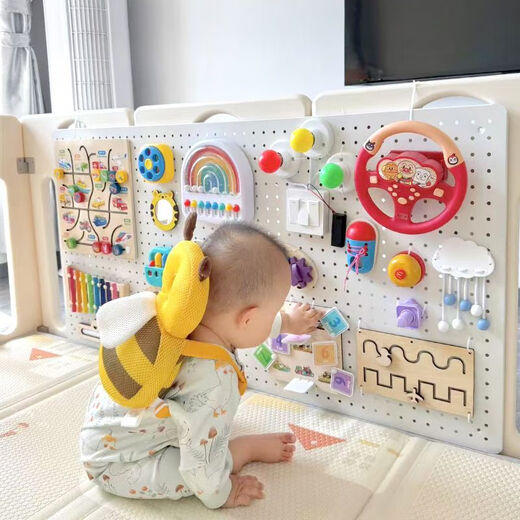 Yuke baby puzzle baby busy board set fence children's Montessori early education puzzle toys to relieve boredom gift hole board Focusing enlightenment 6 piece combination set