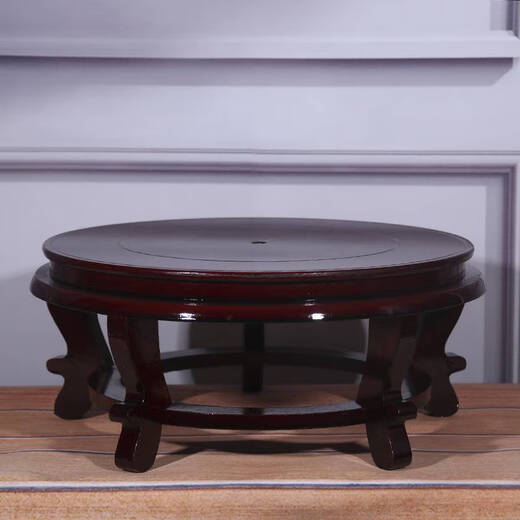 咏幻高脚圆形木质底座陶瓷花瓶鱼缸花钵具石头佛像实木托架摆件 高脚直径36高15280斤