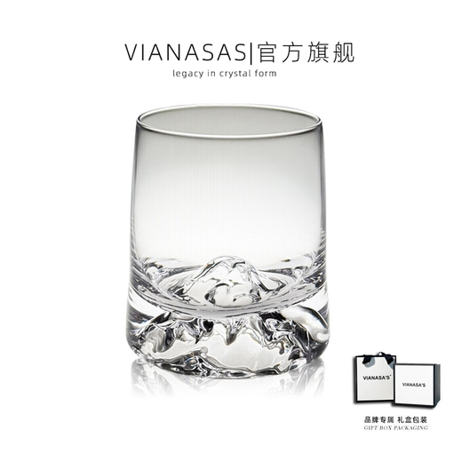 VIANASA S Mount Fuji cup, second-hand iceberg cup, household hot water crystal glass, whiskey cup, foreign wine cup, gift box, high transparency iceberg cup, single black and white gift box