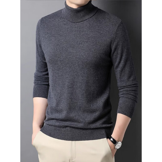 NOSSKISS printemps, automne et hiver Couleur de col roulé à col roulé Men de cardigan 100 pull pur de style coréen à la mode intérieure en tricot de base Black 2xl 185 (adapté à 165-180jin [Jin est égal à 0,5 kg]
