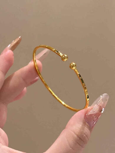 CAOX French Michelle aperture round bead bracelet 18K gold plain ring glossy live mouth bracelet 18k gold bracelet thin and elegant