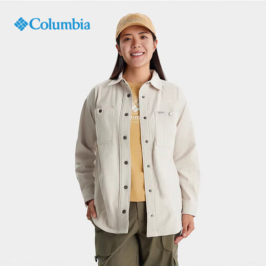 Columbia哥伦比亚衬衫女2025春夏新品户外翻领通勤休闲简约长袖衬衫AR9898 278 /米白色 M/160/84A