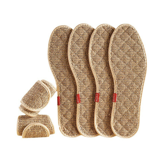 Wormwood cotton and linen outdoor sports strong sweat-absorbent, breathable, deodorant, antibacterial, non-slip and breathable insoles 5 pairs of mugwort cotton and linen sweat-absorbent-washable 42