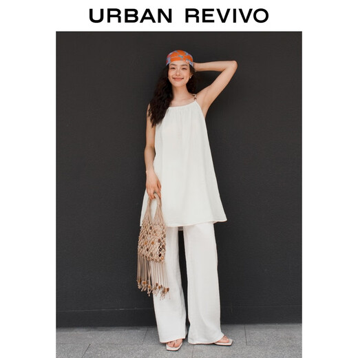 UR2025 Herbst Neue Frauen lässig Urlaubsstil Muschel Dekorative Hosenträger Kleid UYL750064 Weiß (kurz) M.