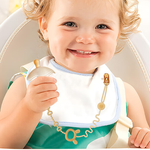 Qimengshi silicone anti-lost teether baby teething stick toy silicone anti-lost rope bite gum pacifier chain nano silver