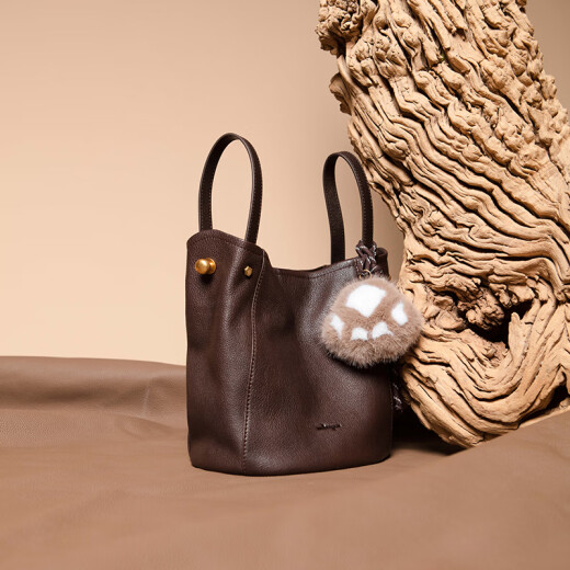 Food tang bucket bag 2025 new bag shoulder bag vegetable basket crossbody handbag commuter clean smoke (water dyed cowhide) black